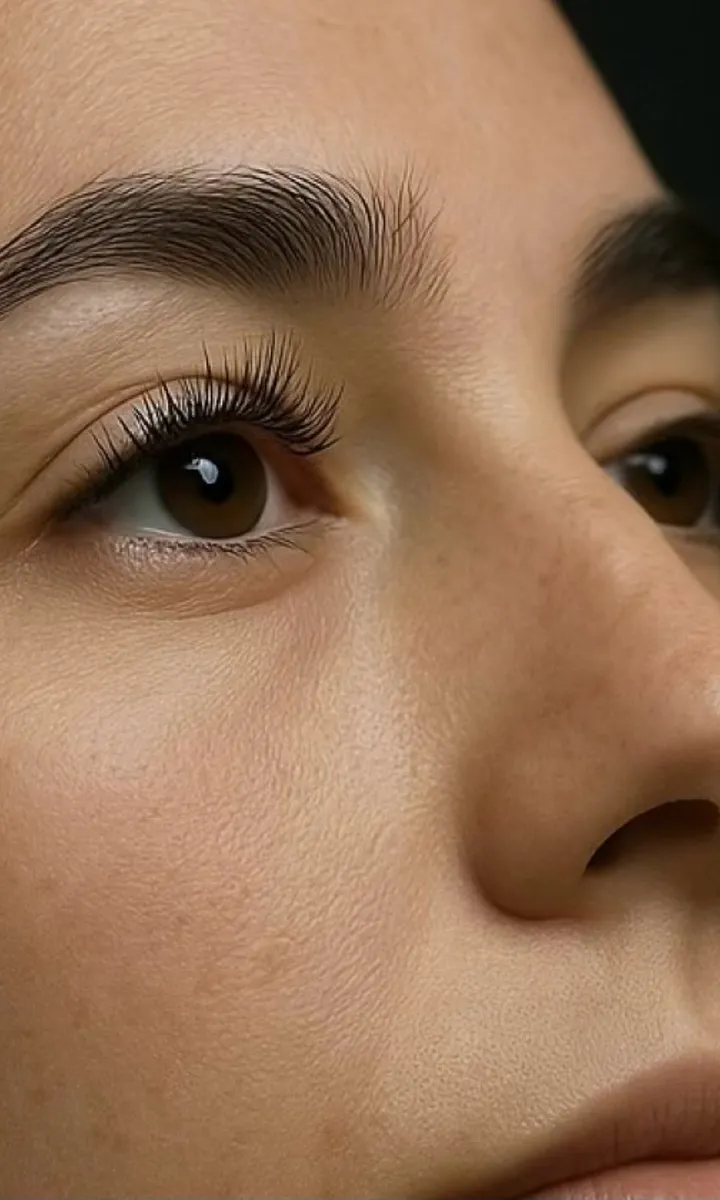 Détail d'une extension de cils, technique volume russe, beauté du regard Paris